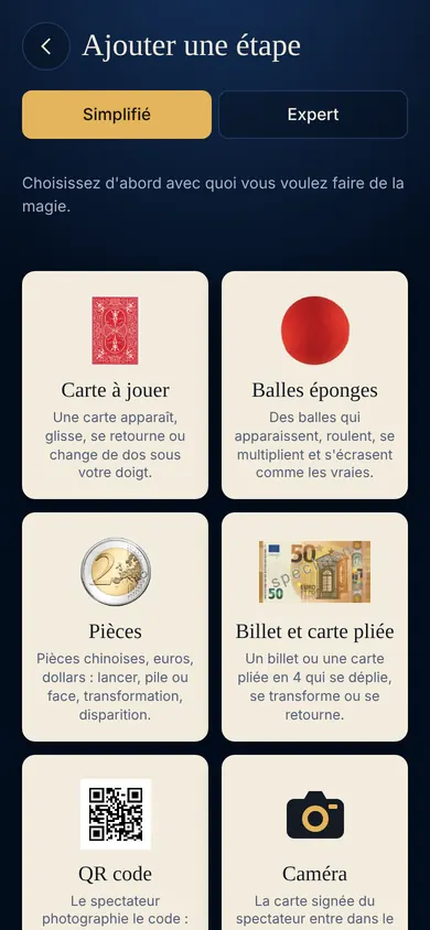 Ajouter une étape, mode simplifié